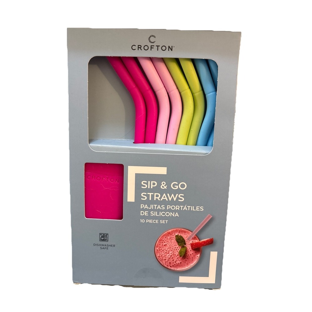 Crofton Silicone Straws with Cleaning Brush 7 Piece Set